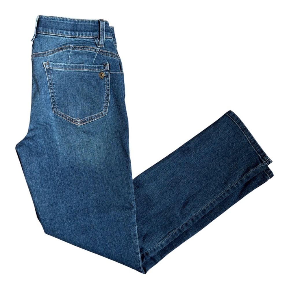 Democracy Ab"solution" Straight Leg Jeans Women 8 Blue‎ Medium Wash Stretch EUC